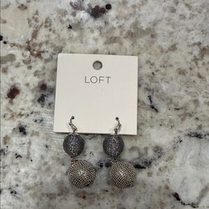 LOFT Textured Silver Double Drop Earrings